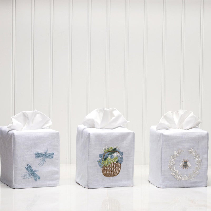 Jacaranda Living Square Tissue Box Cover, Linen/Cotton Fabric Tissue Holder, Decorative Cloth Tissue Cube Cover, Nature Designs Napoleon Bee Wreath (Cream) - Image 3